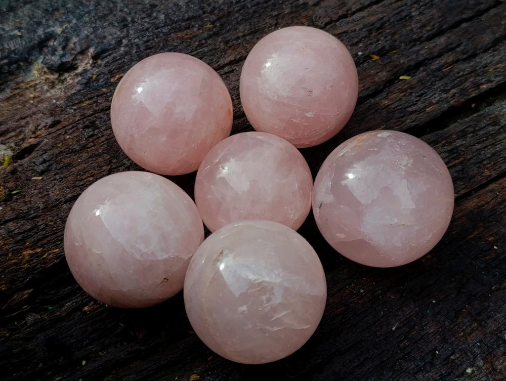 Polished Gemmy Rose Quartz Spheres x 6 From Madagascar
