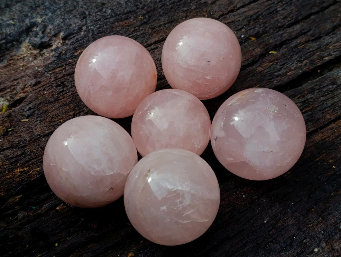 Polished Gemmy Rose Quartz Spheres x 6 From Madagascar
