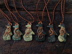 Hand Made Ancient Great City Eagle Bird Leopard Stone Copper Wire Wrapped Stone Carving Necklaces x 6 From South Africa