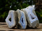 Polished One Side Blue Lace Agate Geodes x 24 From Nsanje, Malawi