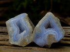 Polished One Side Blue Lace Agate Geodes x 24 From Nsanje, Malawi