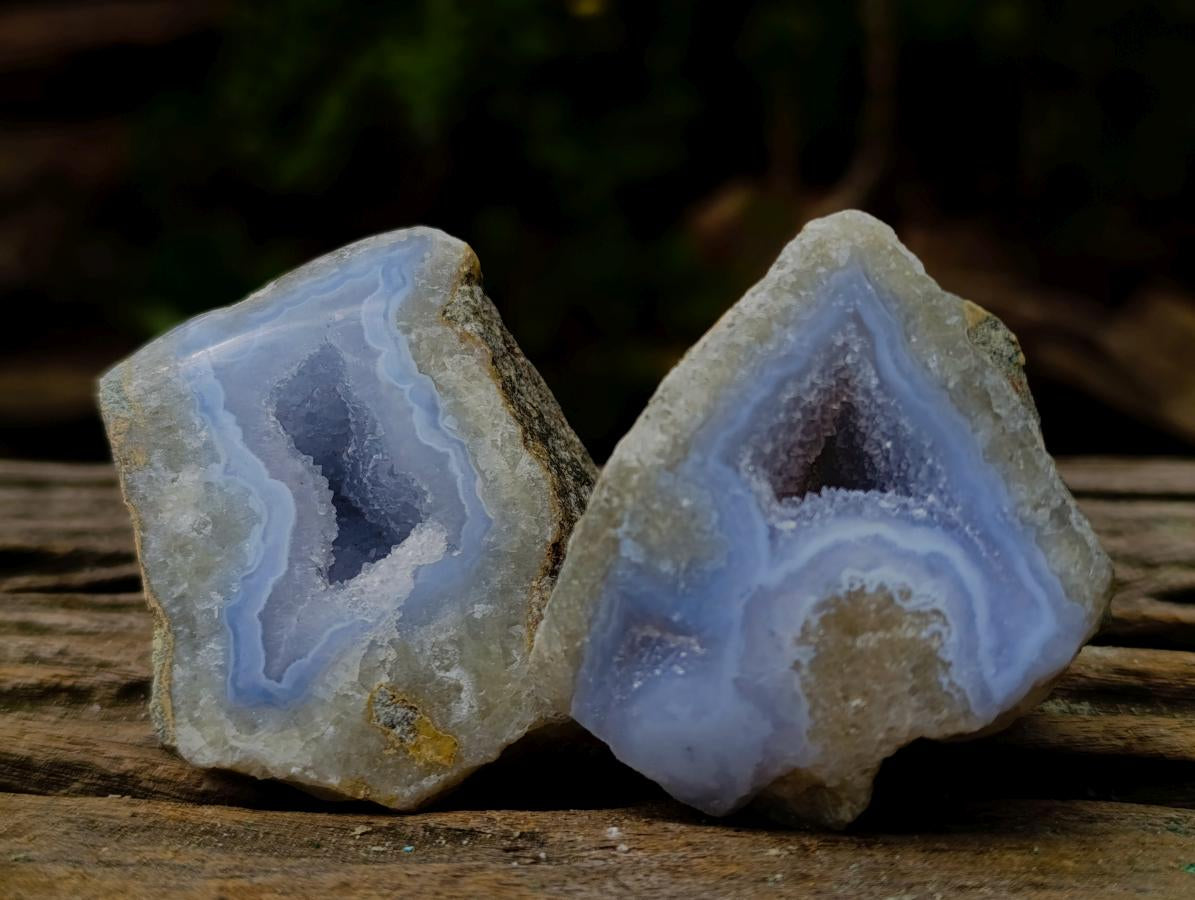 Polished One Side Blue Lace Agate Geodes x 24 From Nsanje, Malawi