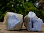 Polished One Side Blue Lace Agate Geodes x 24 From Nsanje, Malawi