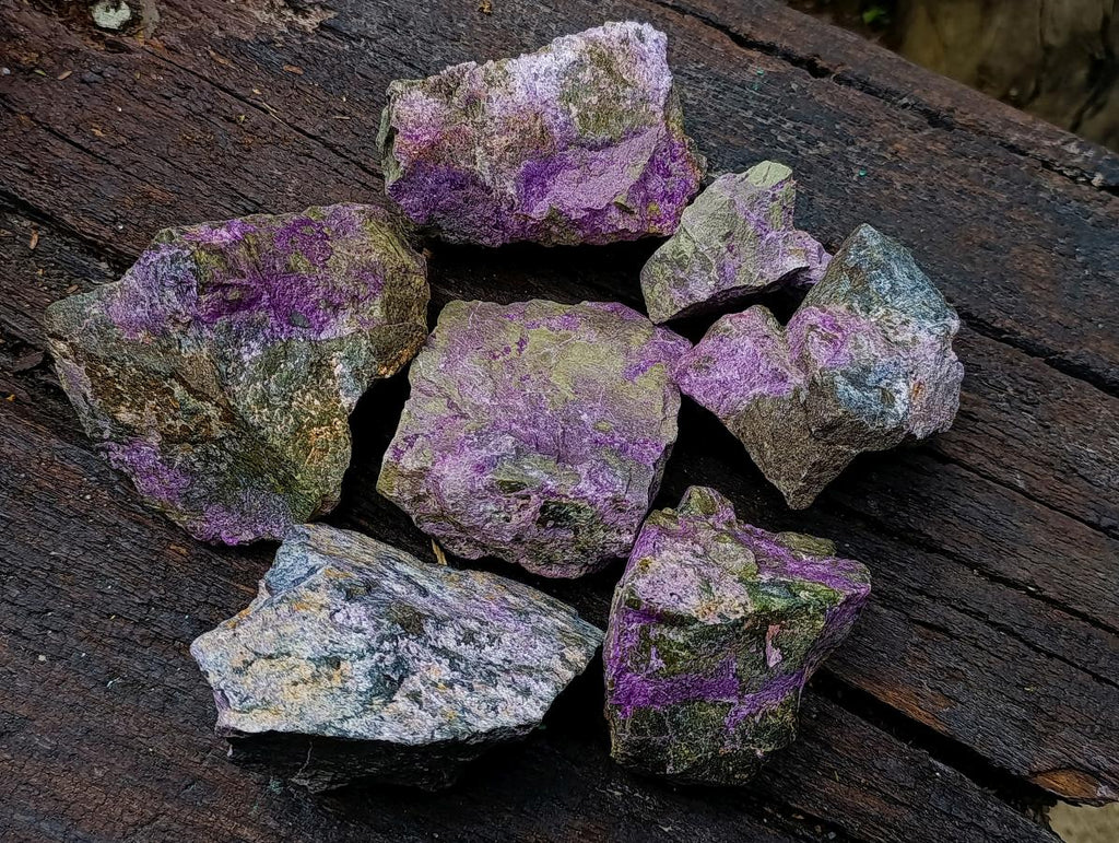 Natural Cobbed Stichtite Specimens x 7 From Barberton, South Africa