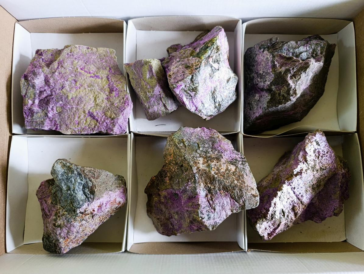 Natural Cobbed Stichtite Specimens x 7 From Barberton, South Africa