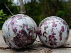 Polished Rubellite Pink Tourmaline Spheres x 2 From Ambatondrazaka, Madagascar