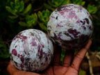 Polished Rubellite Pink Tourmaline Spheres x 2 From Ambatondrazaka, Madagascar