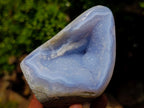 Polished and Natural Blue Lace Agate Standing Display Pieces x 2 From Nsanje, Malawi