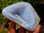 Polished and Natural Blue Lace Agate Standing Display Pieces x 2 From Nsanje, Malawi
