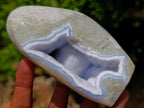 Polished and Natural Blue Lace Agate Standing Display Pieces x 2 From Nsanje, Malawi