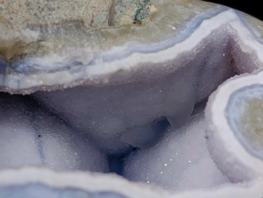 Polished and Natural Blue Lace Agate Standing Display Pieces x 2 From Nsanje, Malawi