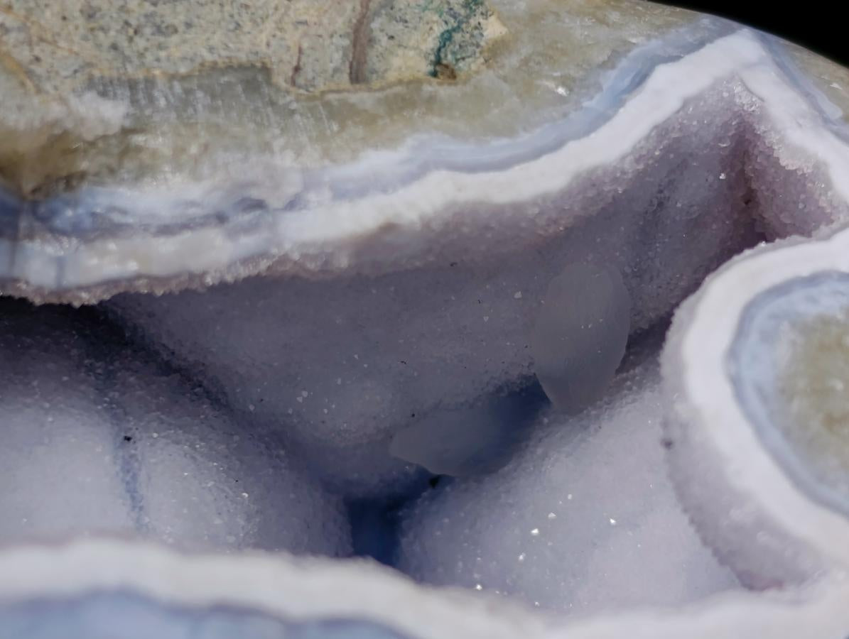 Polished and Natural Blue Lace Agate Standing Display Pieces x 2 From Nsanje, Malawi