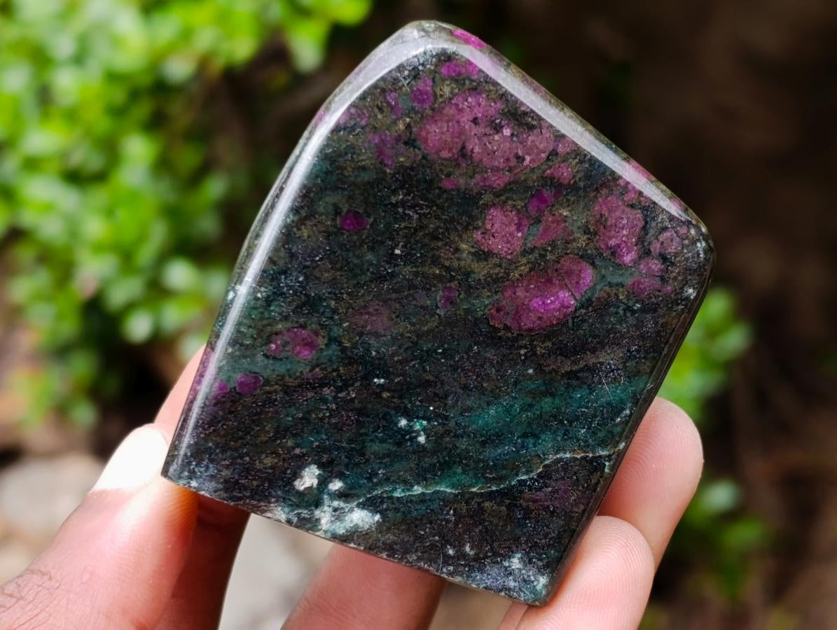 Polished Ruby Corundum In Chrome Verdite Free Forms x 6 From Mutoko, Zimbabwe