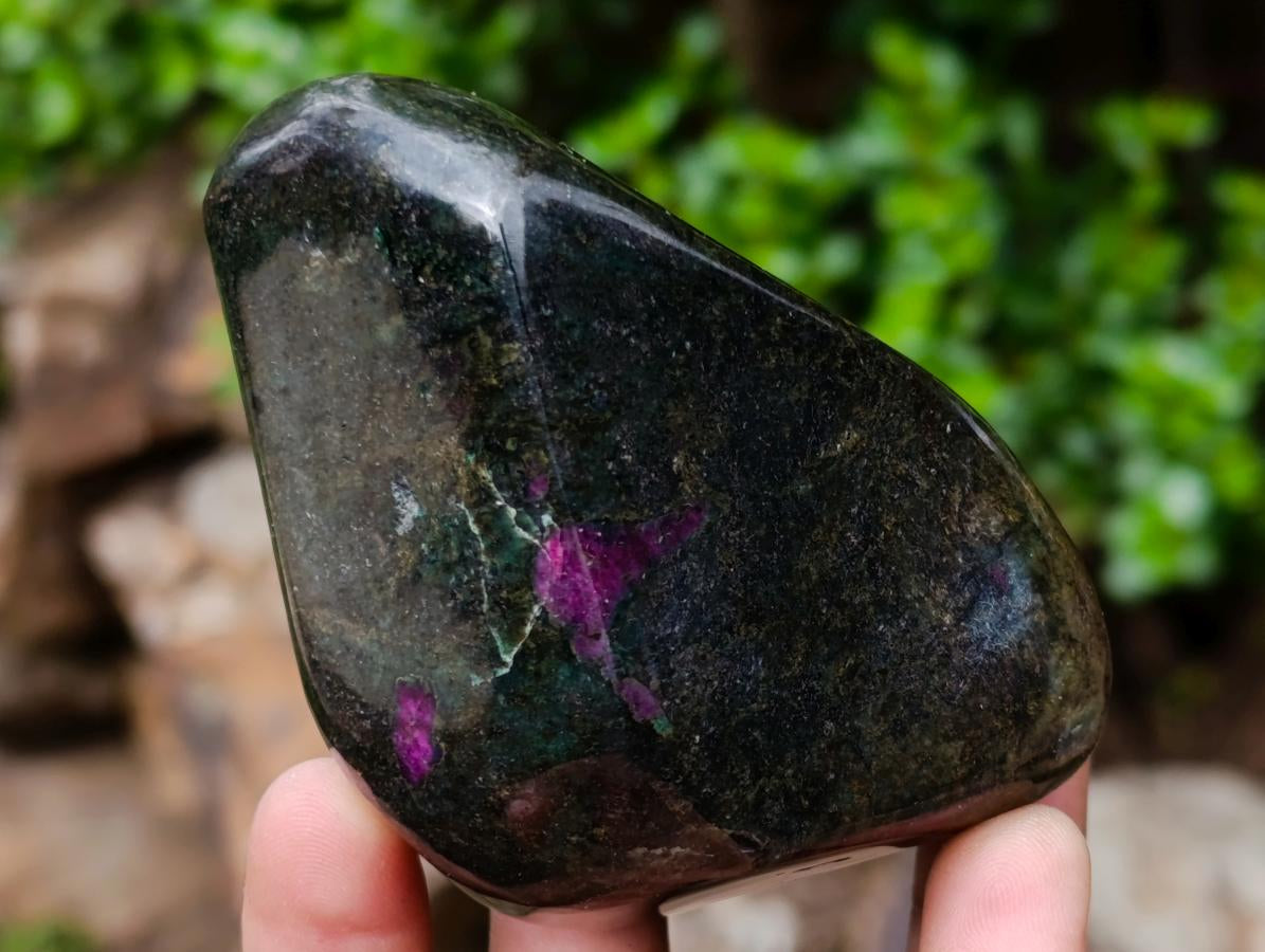 Polished Ruby Corundum In Chrome Verdite Free Forms x 6 From Mutoko, Zimbabwe