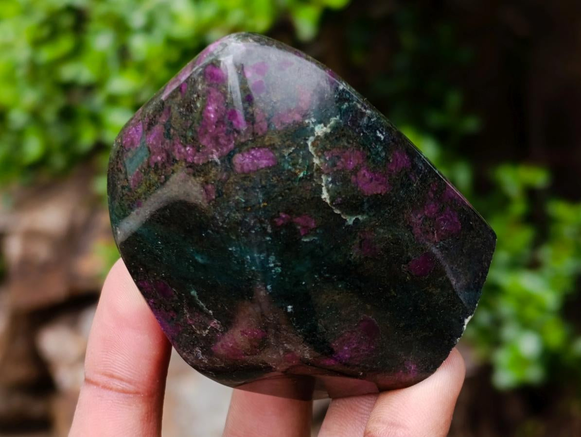 Polished Ruby Corundum In Chrome Verdite Free Forms x 6 From Mutoko, Zimbabwe