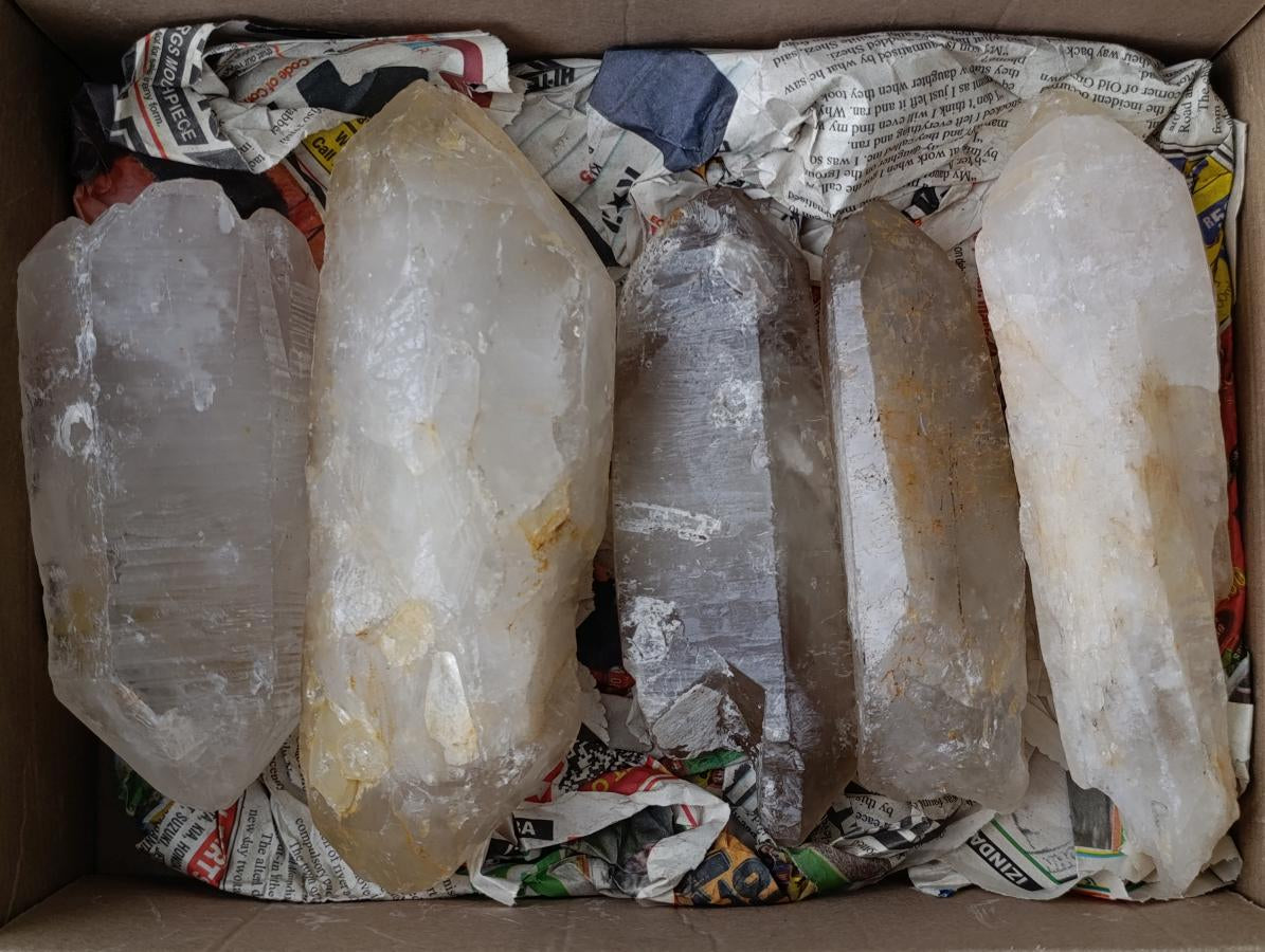 Natural Mix of Large Smokey Quartz Crystals x 5 From Southern Africa