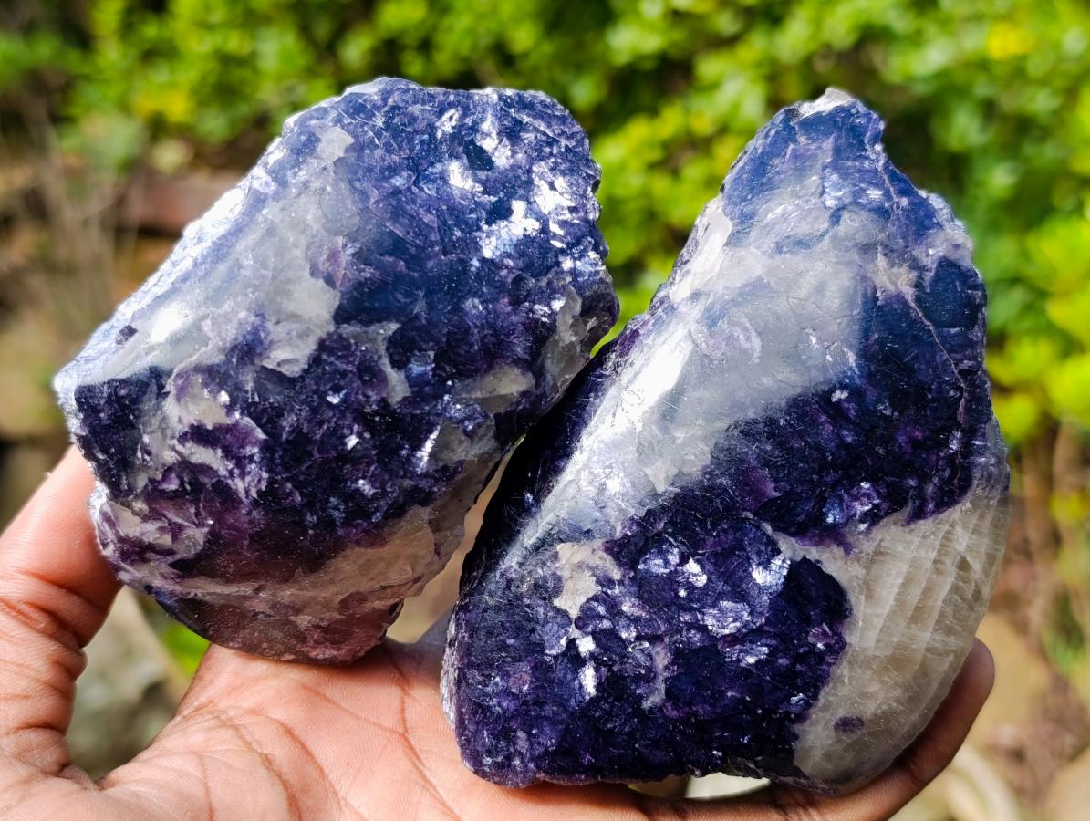 Polished One Side Silver Leaf Lepidolite Slices x 6 From Zimbabwe