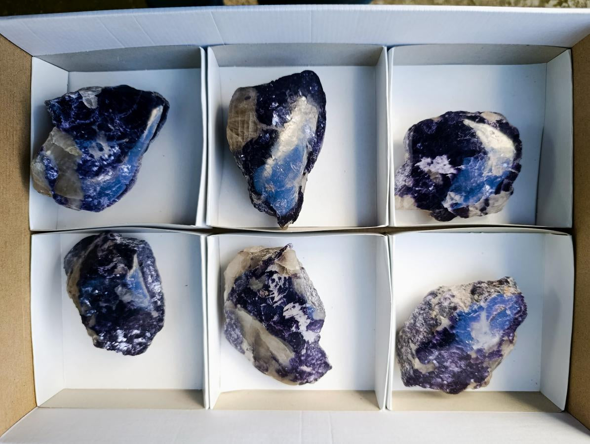 Polished One Side Silver Leaf Lepidolite Slices x 6 From Zimbabwe
