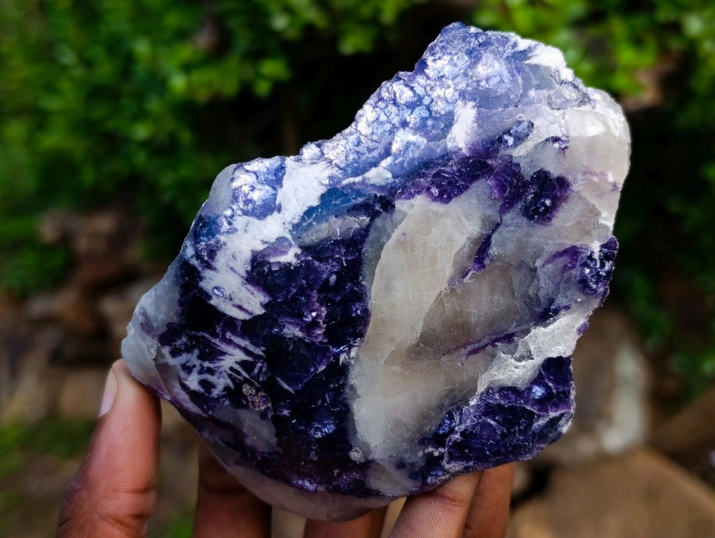 Polished One Side Silver Leaf Lepidolite Slices x 6 From Zimbabwe
