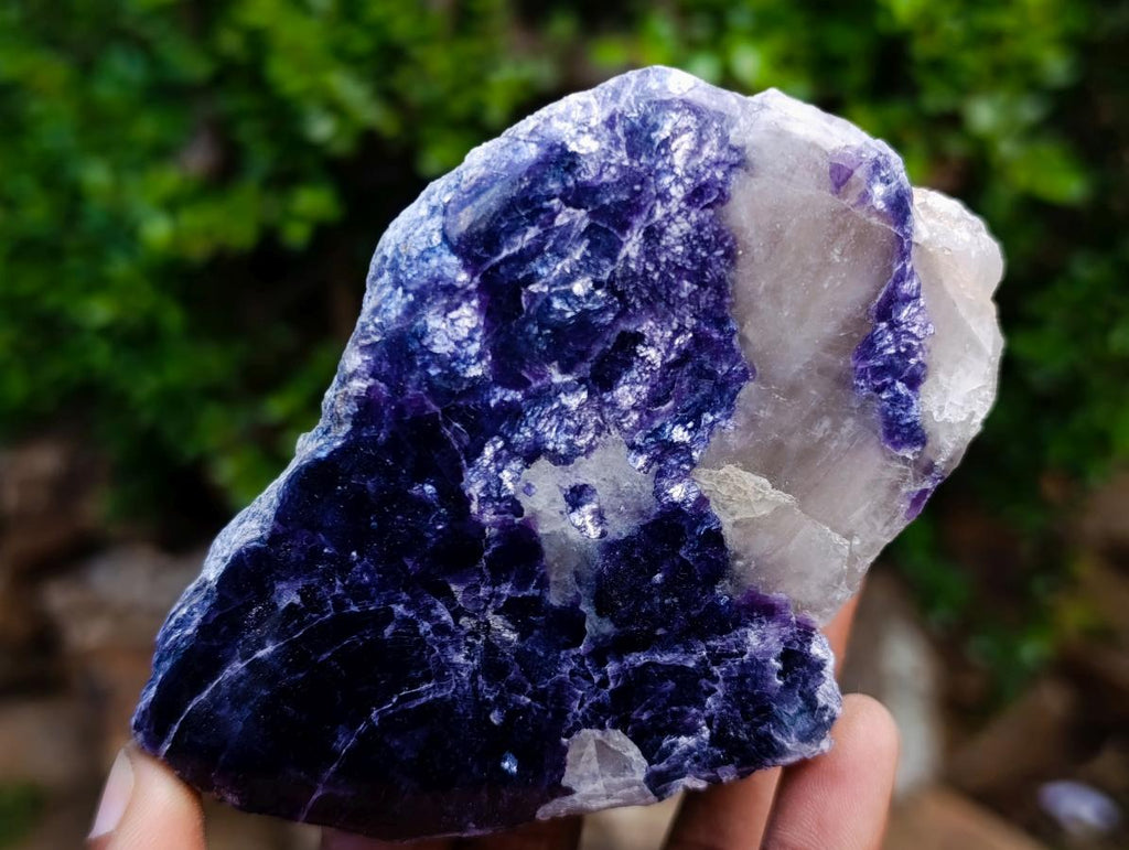 Polished One Side Silver Leaf Lepidolite Slices x 6 From Zimbabwe