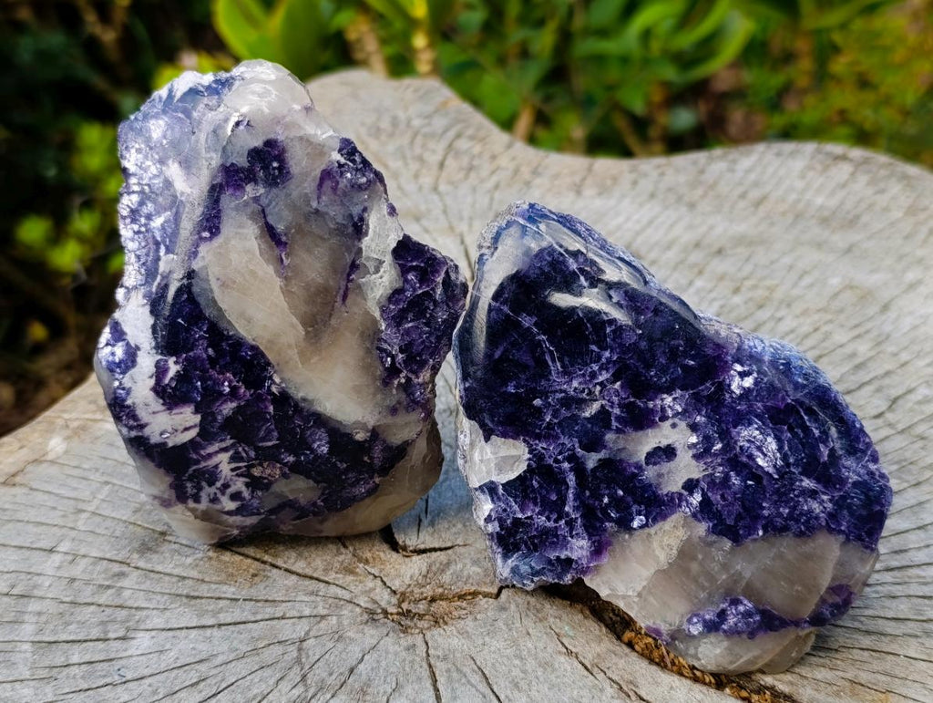 Polished One Side Silver Leaf Lepidolite Slices x 6 From Zimbabwe