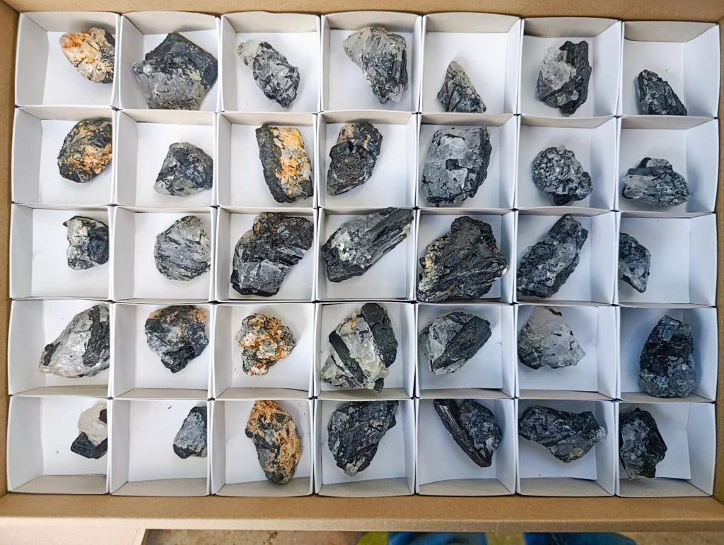 Natural Black Tourmaline Specimens in Quartz x 35 From Zambia