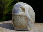 Polished and Natural Large Blue Lace Agate Standing Display Piece with Dog Tooth Calcite x 1 From Nsanje, Malawi