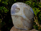 Polished and Natural Large Blue Lace Agate Standing Display Piece with Dog Tooth Calcite x 1 From Nsanje, Malawi
