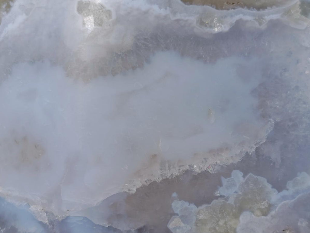Polished and Natural Large Blue Lace Agate Standing Display Piece with Dog Tooth Calcite x 1 From Nsanje, Malawi