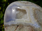 Polished and Natural Large Blue Lace Agate Standing Display Piece with Dog Tooth Calcite x 1 From Nsanje, Malawi