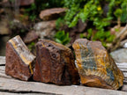 Natural Golden Tigers Eye Cobbed Specimens x 12 From Prieska, South Africa