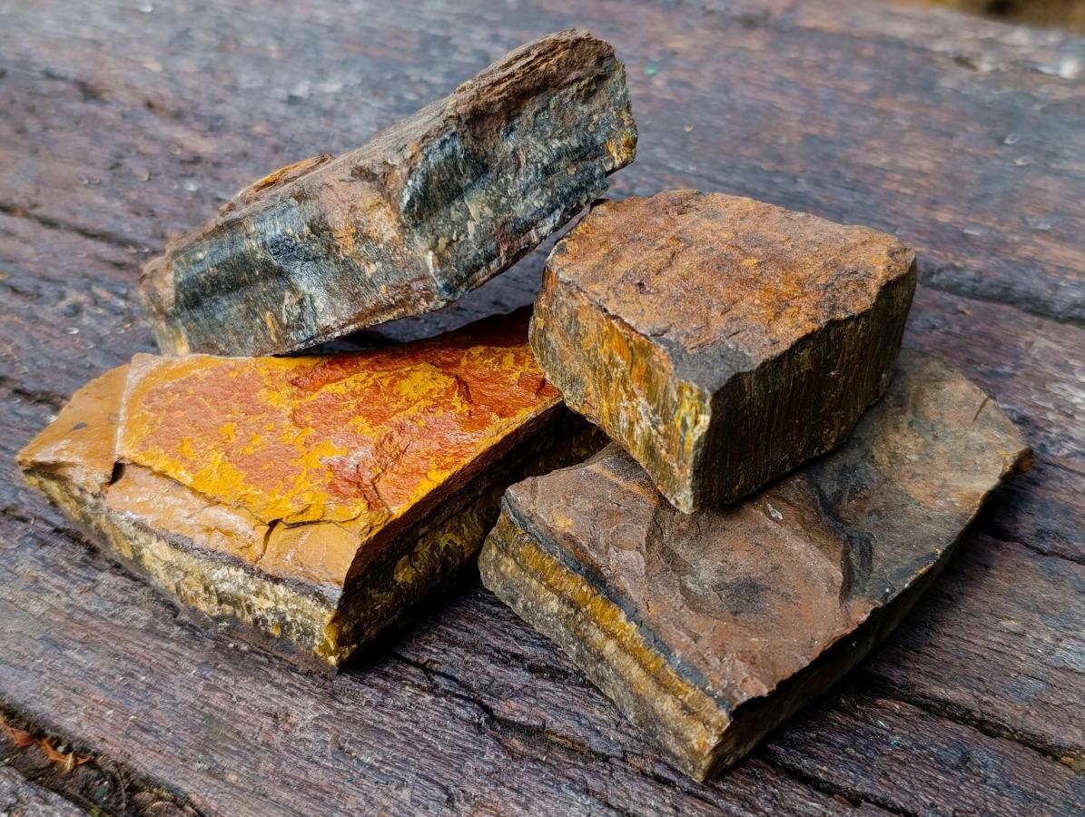 Natural Golden Tigers Eye Cobbed Specimens x 12 From Prieska, South Africa
