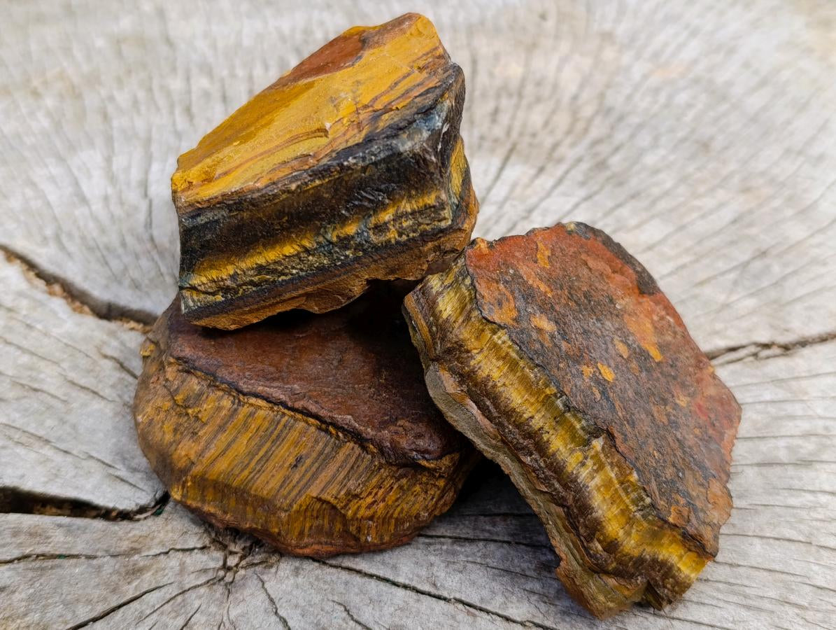 Natural Golden Tigers Eye Cobbed Specimens x 12 From Prieska, South Africa