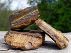 Natural Golden Tigers Eye Cobbed Specimens x 12 From Prieska, South Africa