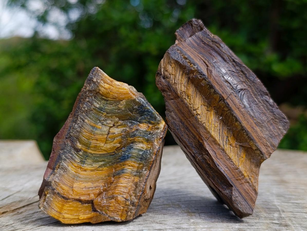 Natural Golden Tigers Eye Cobbed Specimens x 12 From Prieska, South Africa