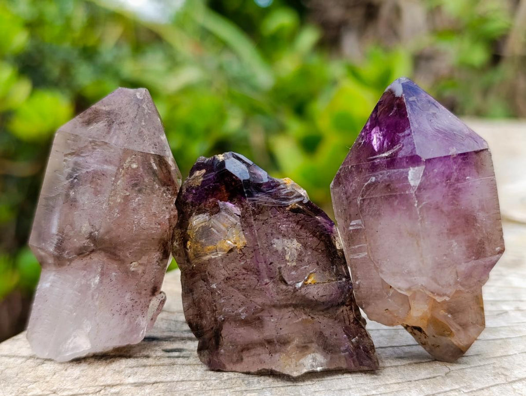 Natural Smokey Amethyst Window Crystals x 12 From Chiredzi, Zimbabwe