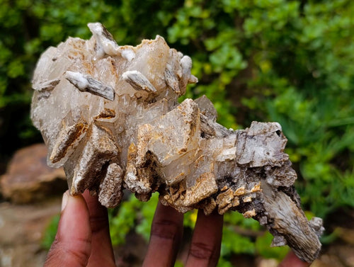 Natural Stacked Rhombohedral Calcite Clusters with Phosphorus Aragonite x 2 From Albert's Mountain, Lesotho