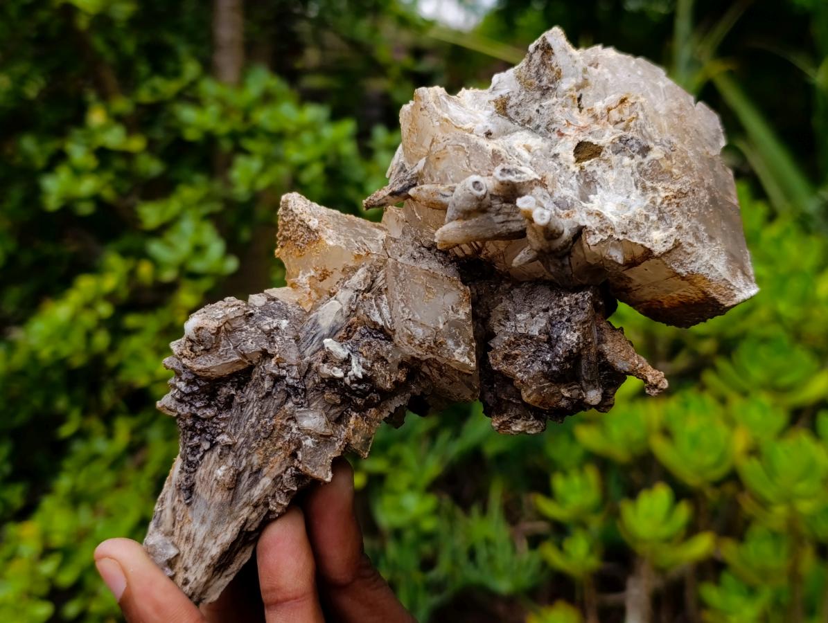 Natural Stacked Rhombohedral Calcite Clusters with Phosphorus Aragonite x 2 From Albert's Mountain, Lesotho