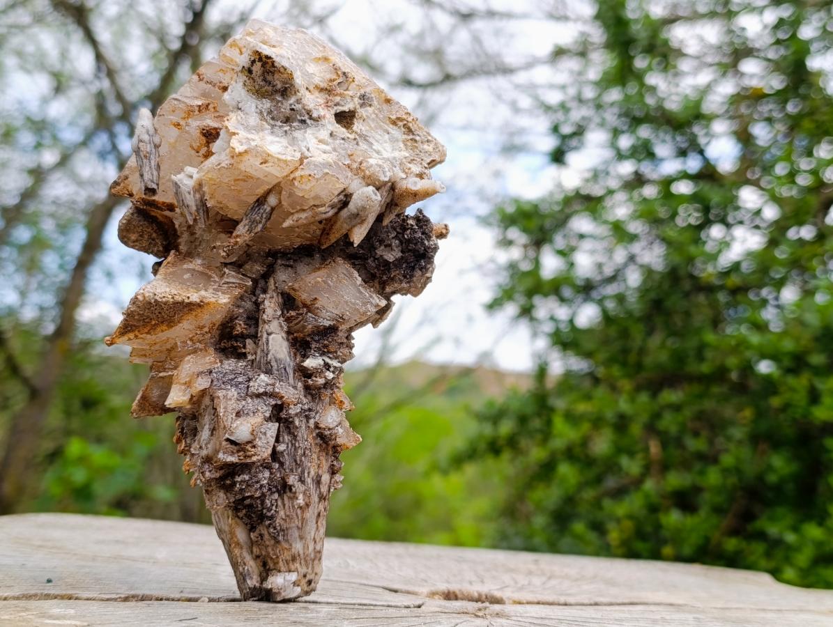 Natural Stacked Rhombohedral Calcite Clusters with Phosphorus Aragonite x 2 From Albert's Mountain, Lesotho