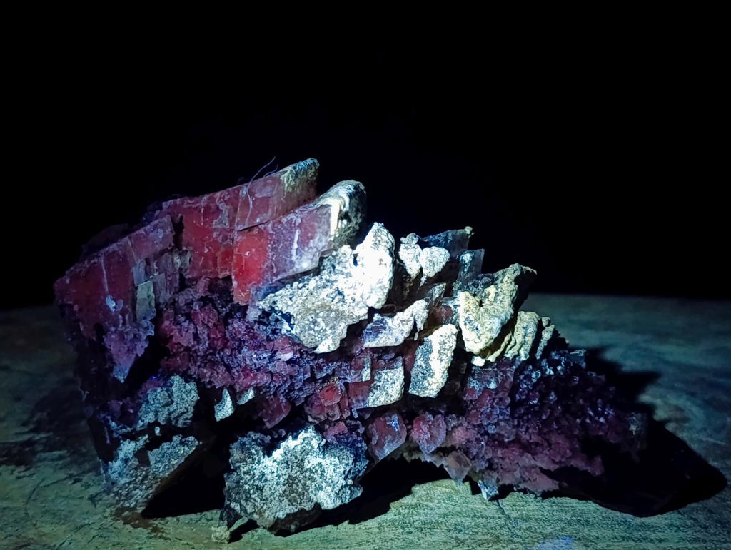 Natural Stacked Rhombohedral Calcite Clusters with Phosphorus Aragonite x 2 From Albert's Mountain, Lesotho