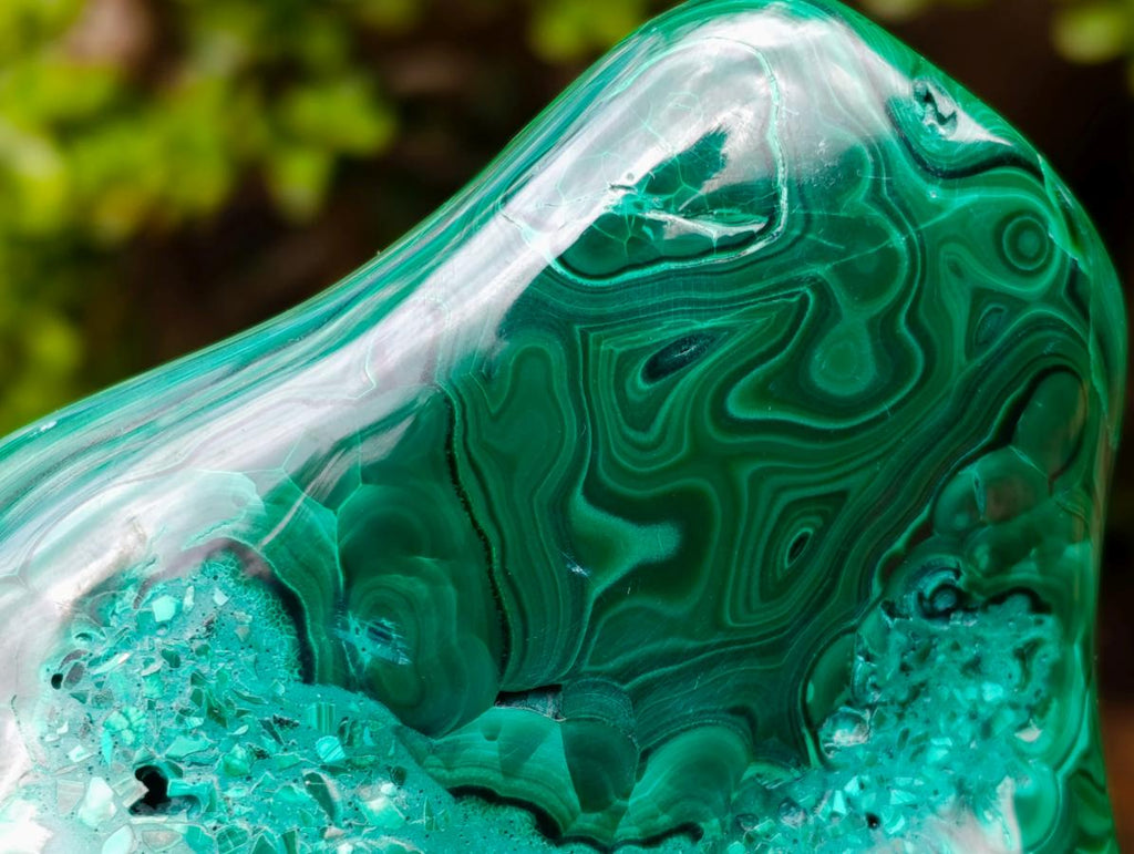 Polished Flower Banded Malachite Free Forms x 3 From Congo