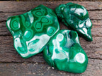 Polished Flower Banded Malachite Free Forms x 3 From Congo