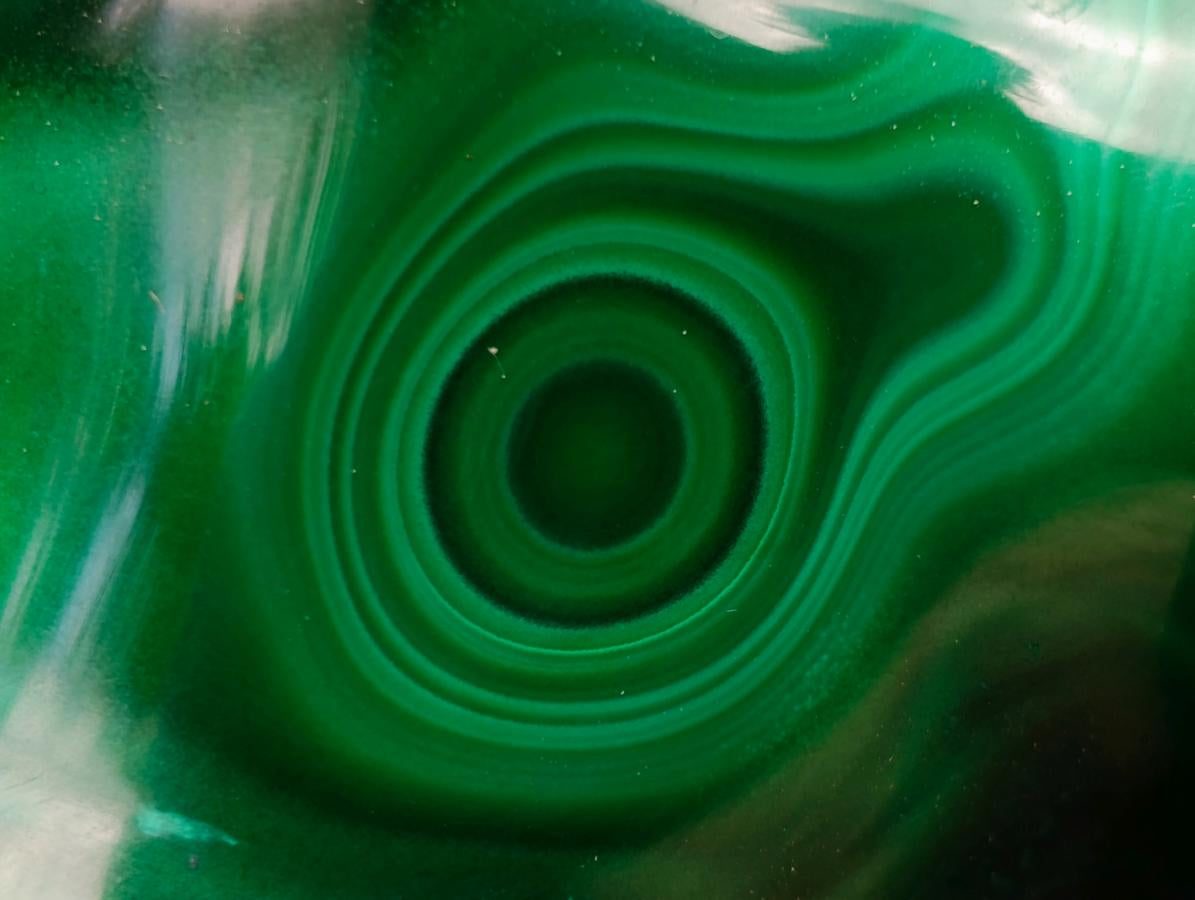 Polished Flower Banded Malachite Free Forms x 3 From Congo