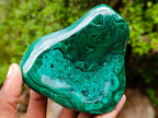 Polished Flower Banded Malachite Free Forms x 3 From Congo