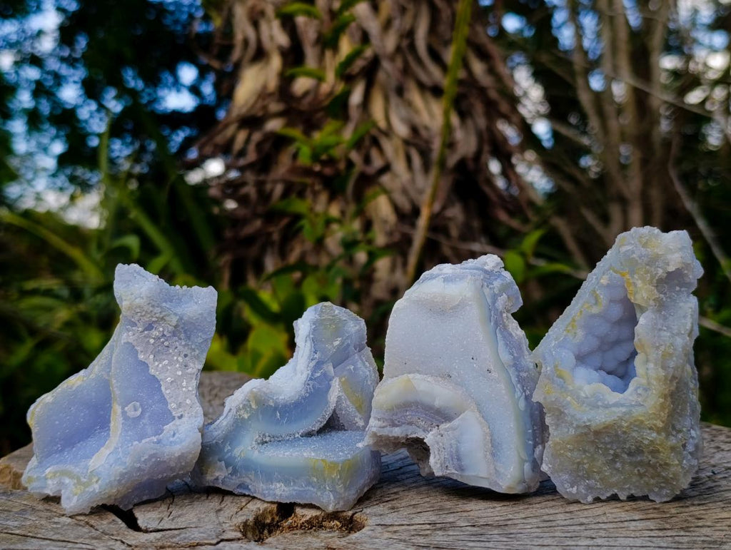 Natural Etched Blue Chalcedony Specimens x 24 From Nsanje, Malawi