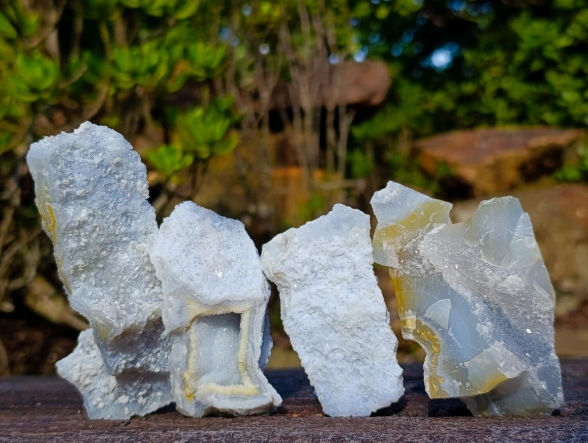 Natural Etched Blue Chalcedony Specimens x 24 From Nsanje, Malawi
