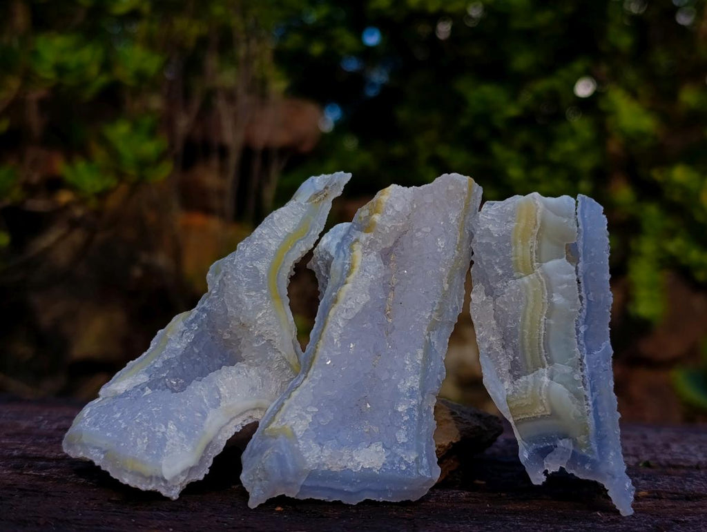 Natural Etched Blue Chalcedony Specimens x 24 From Nsanje, Malawi