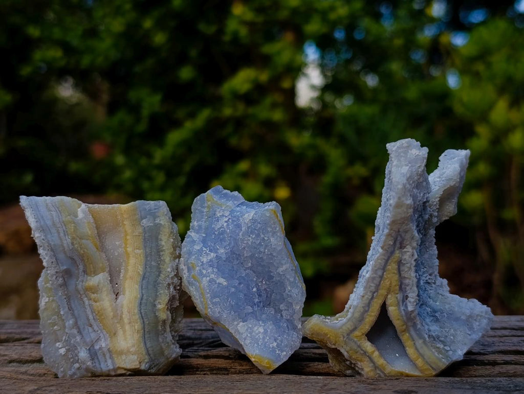 Natural Etched Blue Chalcedony Specimens x 24 From Nsanje, Malawi
