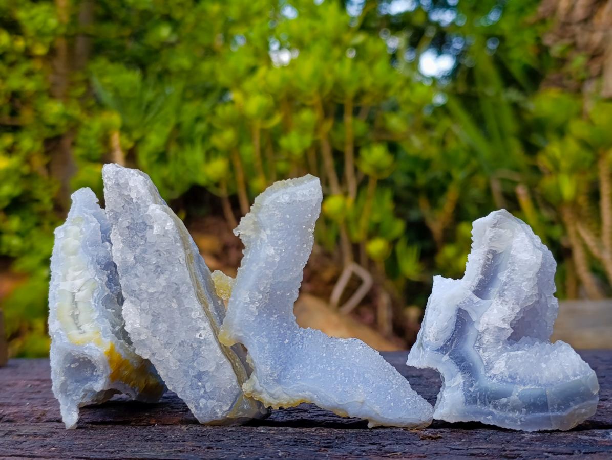 Natural Etched Blue Chalcedony Specimens x 24 From Nsanje, Malawi