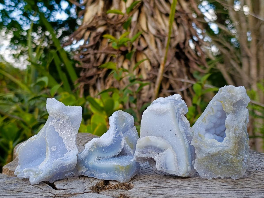 Natural Etched Blue Chalcedony Specimens x 24 From Nsanje, Malawi